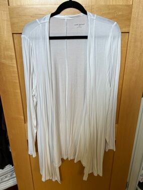 Lane Bryant White Lightweight Open Drape Cardigan